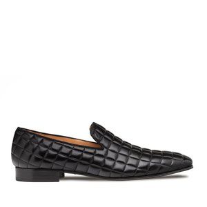 Bashwood Handmade Black Quilted Upper Leather Loafer Shoes
